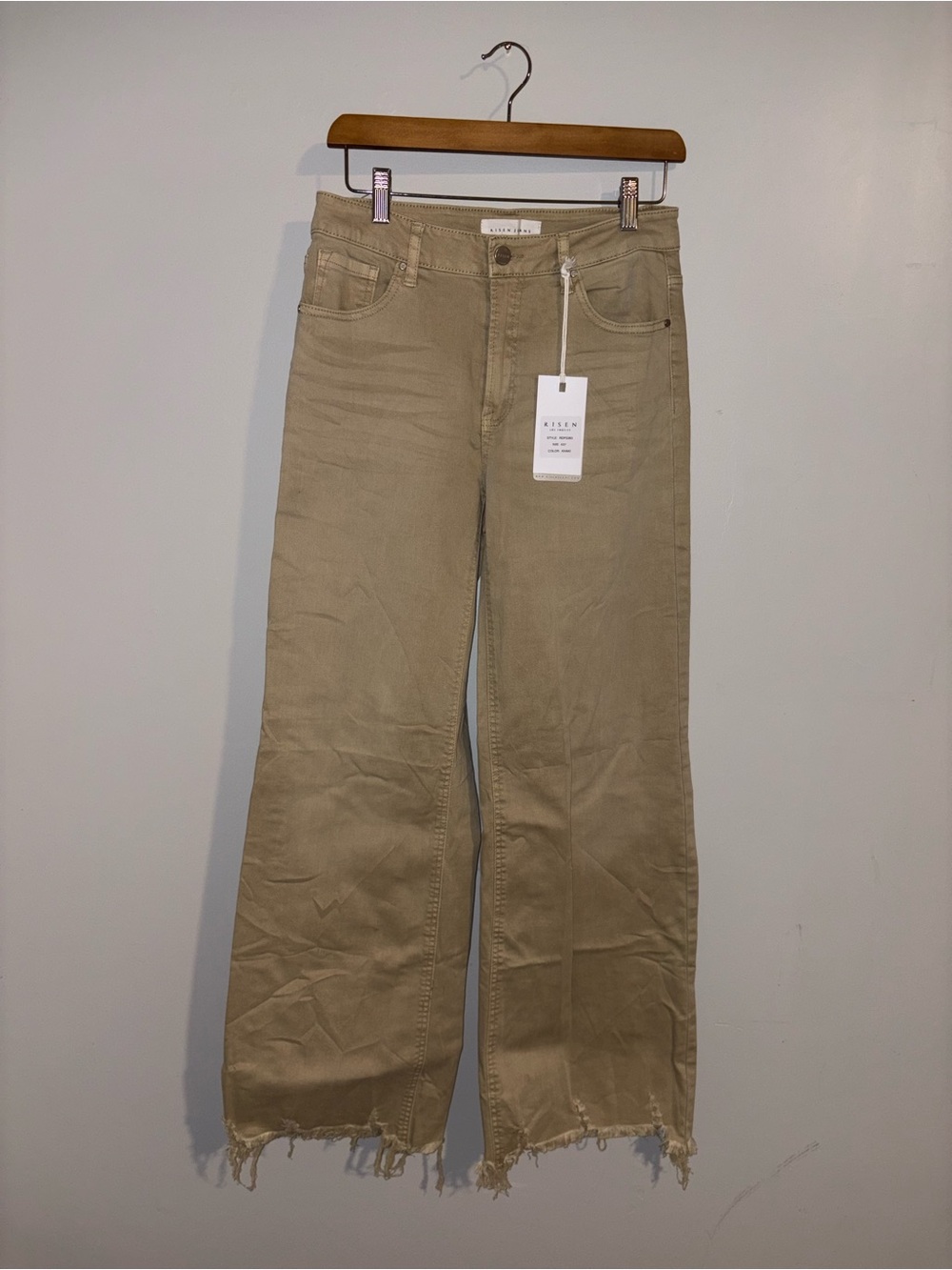 Risen Jeans | Beige Straight Fringe Jeans (NWT)